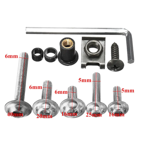Motorcycle Fairing Bolts Kit/ Fastener Clips (137 Piece)- Red
