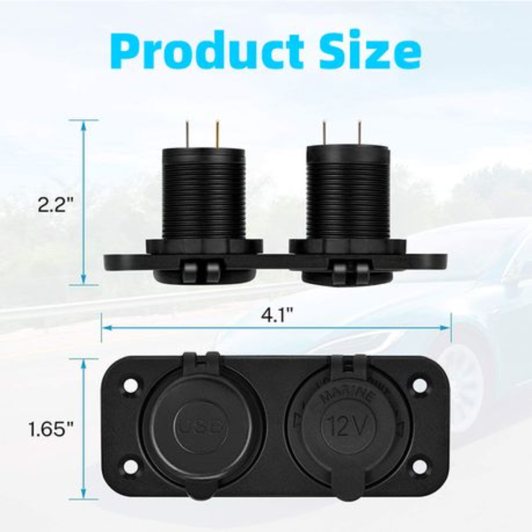 Universal Dual USB and Cigarette Lighter Socket Panel (12V)