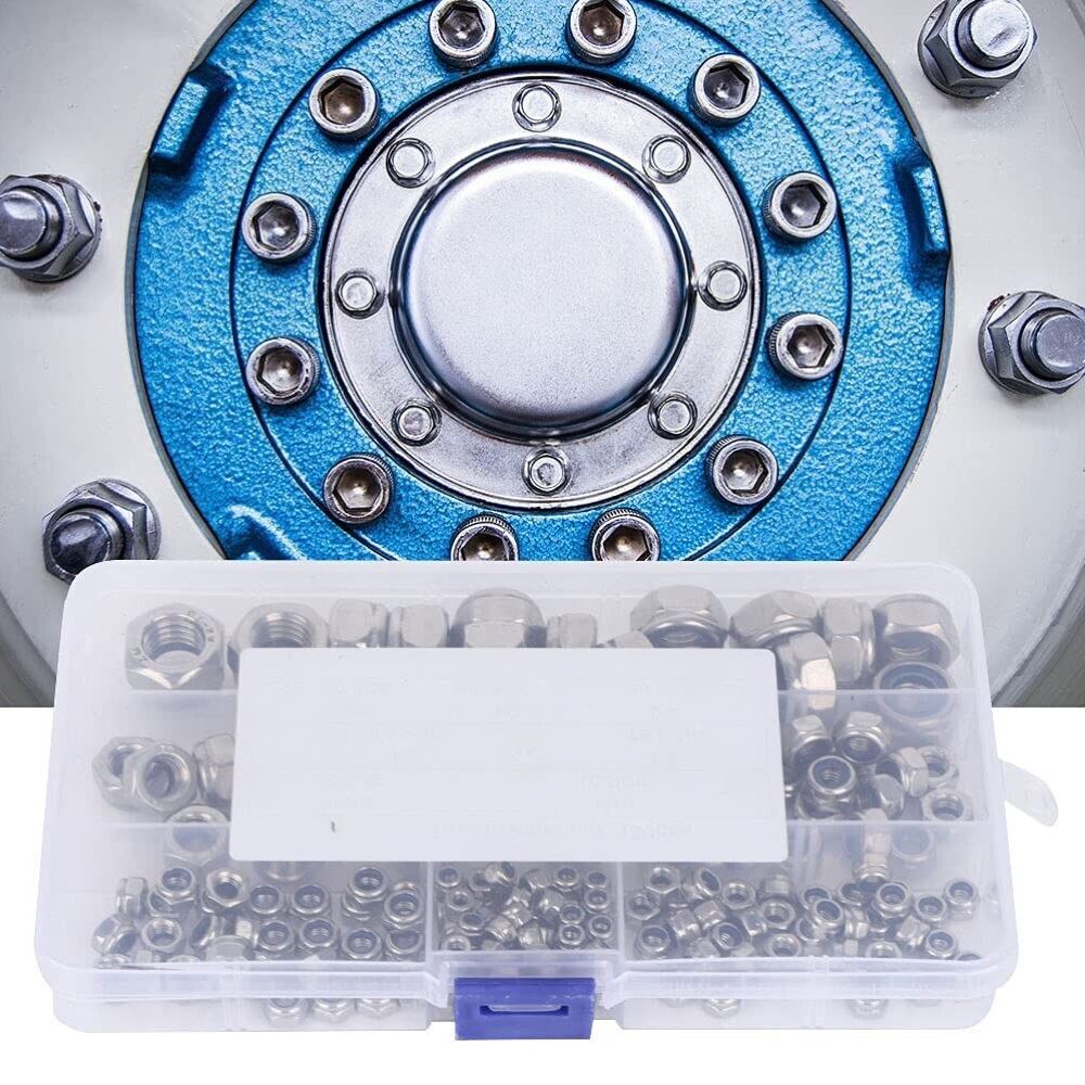 Tool DIY Assorted Multi Size Stainless Steel Locknut Set of 170