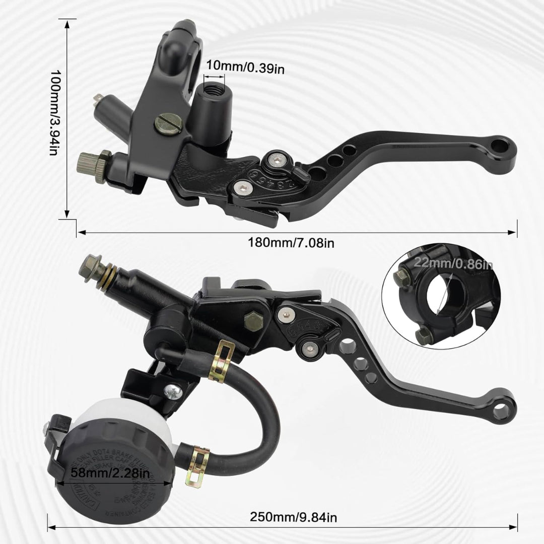 22mm Lever Set: Hydraulic Brake + Bottle and Cable Clutch Perch/ Lever - Black