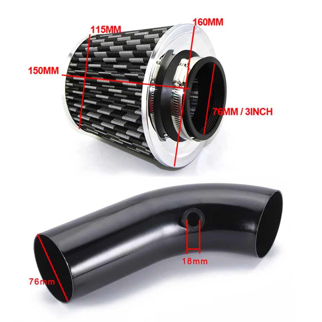 Black Cold Air Intake Pipe Kit (76mm)