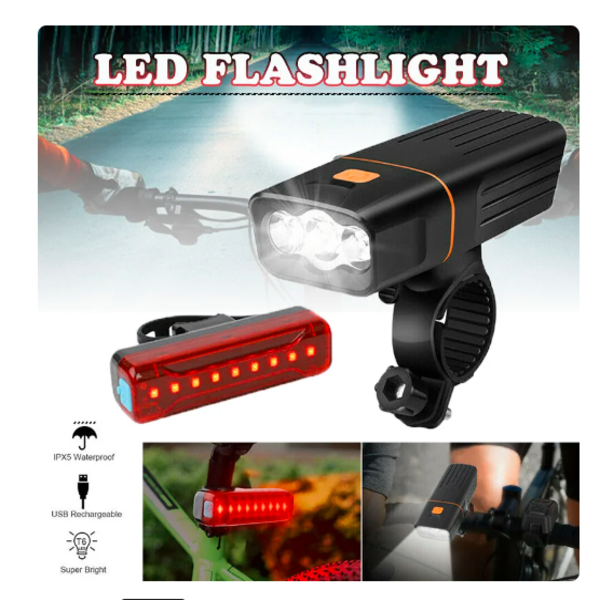 Bicycle Front Light LED Bike Headlight and Rear Tail Lamp Set