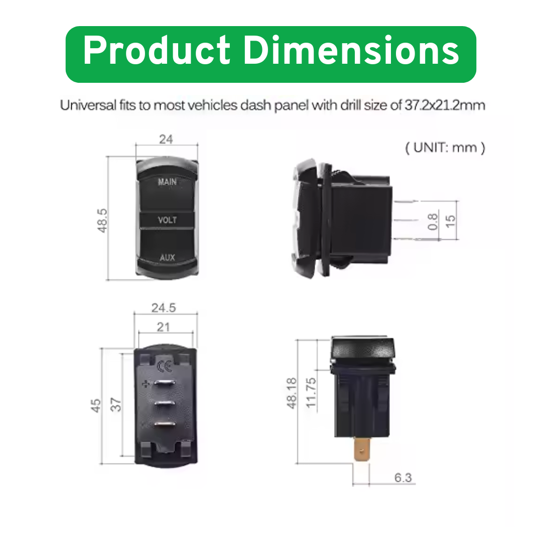 LED Digital Dual Voltmeter (12-24V)
