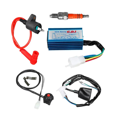 Motorcycle CDI Ignition Coil Wiring Harness Starter Switch/Sparks Plug Kit