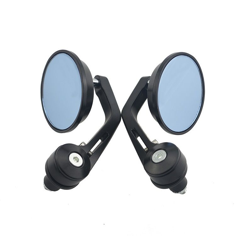 Black Universal Round Bar End Mirror (22MM)