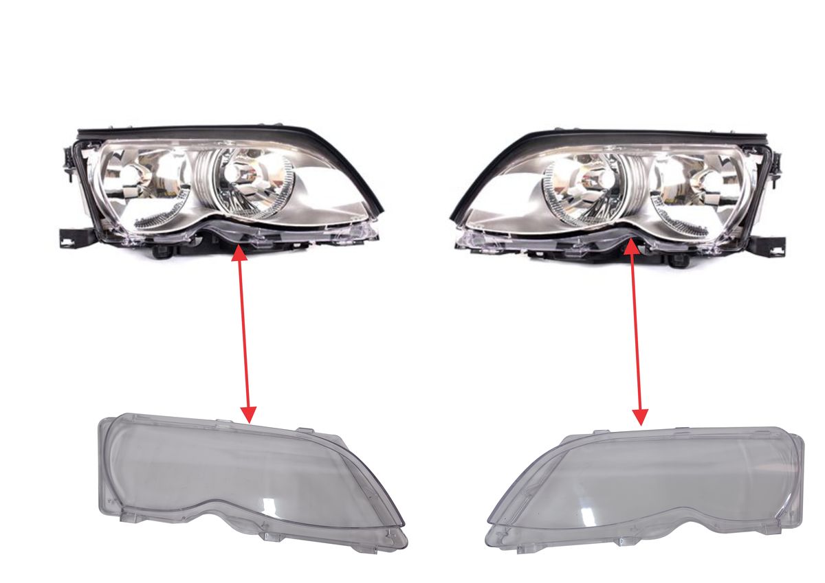 BMW E46 Facelift - Headlight Lens Cover - 2002-2005 - 2 Pieces - Compatible