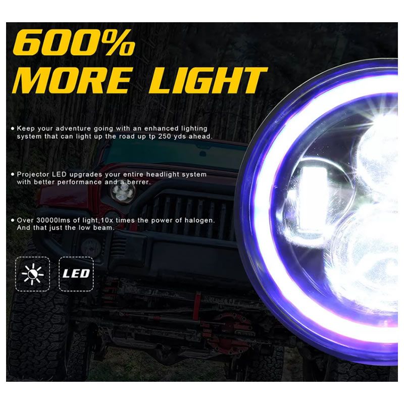 7 Inch Full Ring Round LED Headlight PC-7