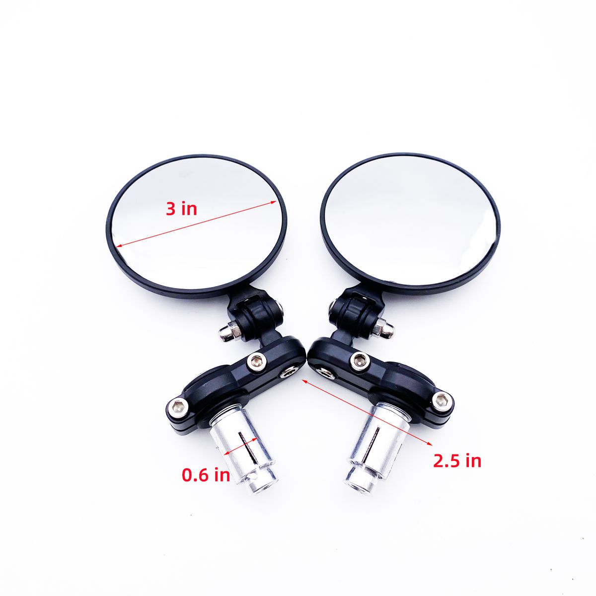 Universal Round Folding Bar End Side Mirrors Set