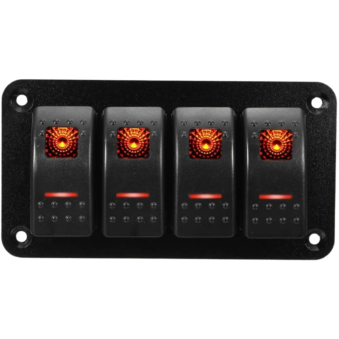 Automotive 4-Gang Rocker Switch Panel/ Circuit Breaker