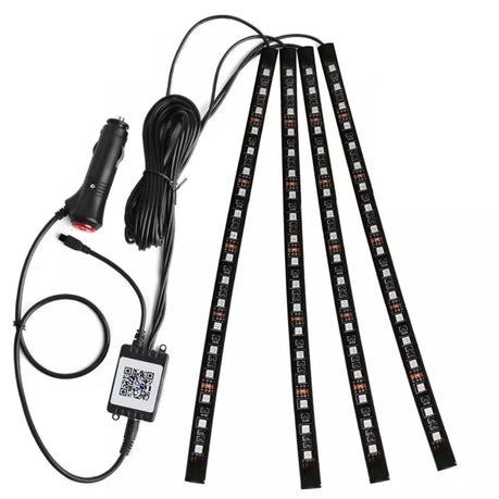 Car Interior RGB LED Strip Lights & App (4 Piece)