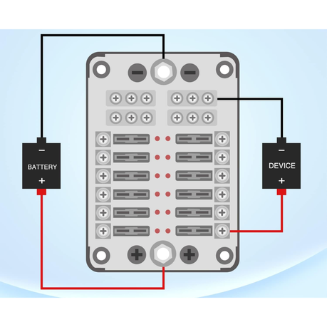 12-Way Blade Fuse Block/ 12 Circuits Panel (12V)