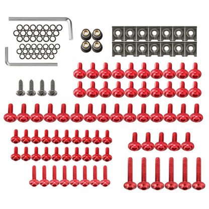 Motorcycle Fairing Bolts Kit/ Fastener Clips (137 Piece)- Red