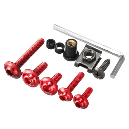 Motorcycle Fairing Bolts Kit/ Fastener Clips (137 Piece)- Red
