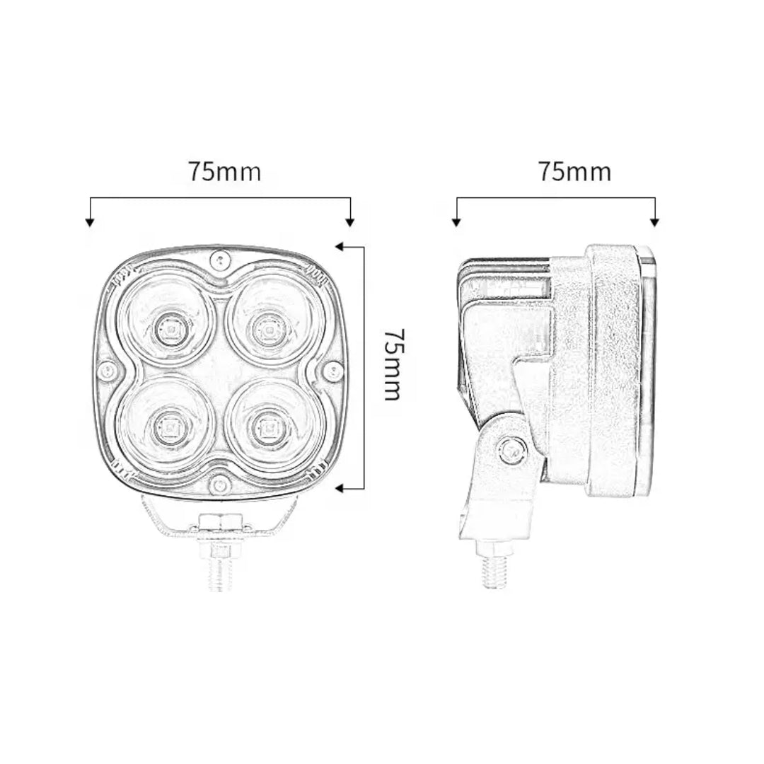 3-Inch Work LED Lights Set (40W) - Black/ Clear