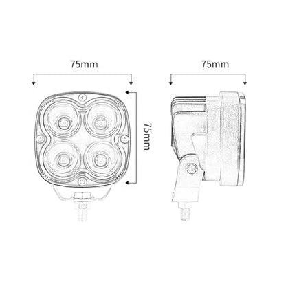 3-Inch Work LED Lights Set (40W) - Black/ Clear