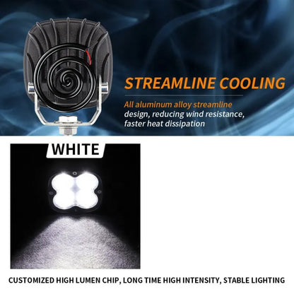 3-Inch Work LED Lights Set (40W) - Black/ Clear