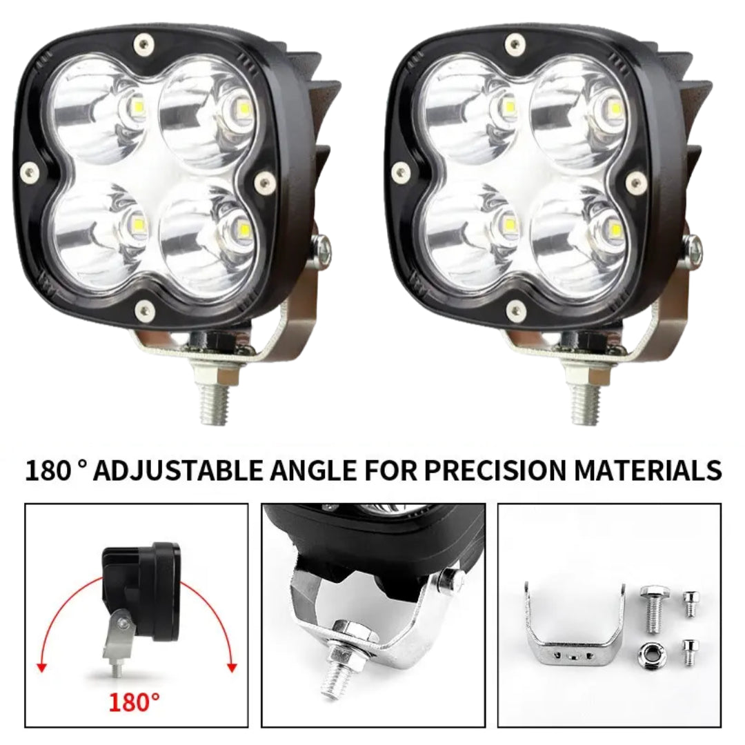 3-Inch Work LED Lights Set (40W) - Black/ Clear