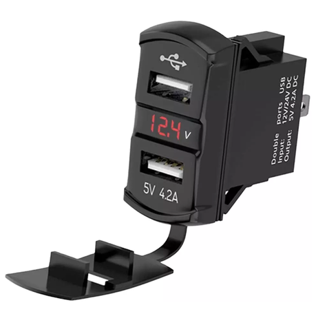 Dual USB Socket with LED Voltmeter (4.2A)