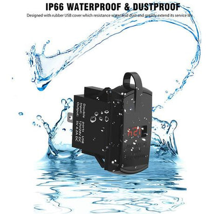 Dual USB Socket with LED Voltmeter (4.2A)