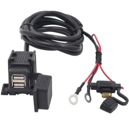 Universal Motorcycle Dual USB Phone/GPS Charger with Inline Fuse (12V)