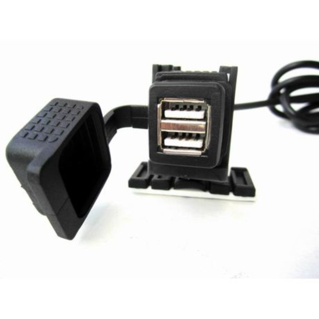 Universal Motorcycle Dual USB Phone/GPS Charger with Inline Fuse (12V)