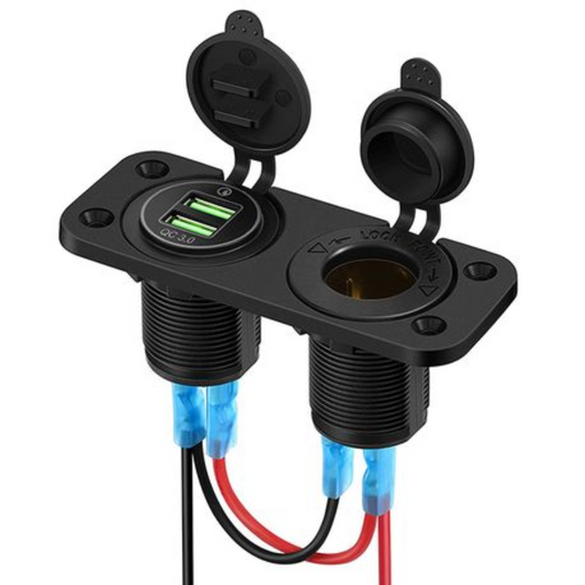 Universal Dual USB and Cigarette Lighter Socket Panel (12V)