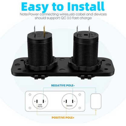 Universal Dual USB and Cigarette Lighter Socket Panel (12V)