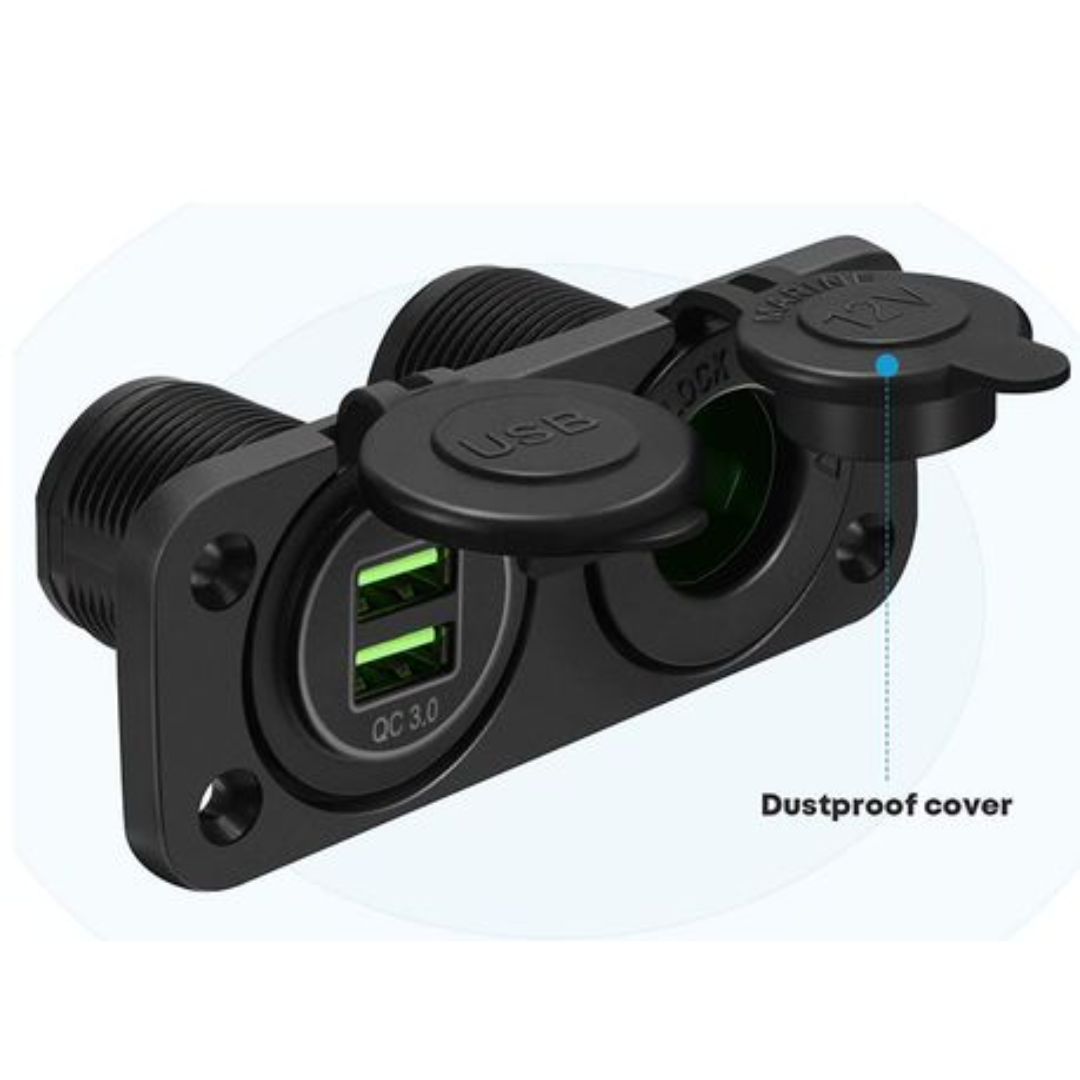 Universal Dual USB and Cigarette Lighter Socket Panel (12V)