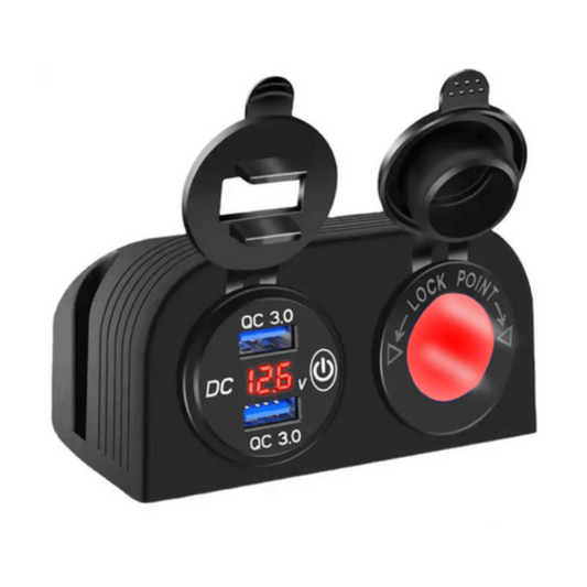 Automotive 2-Hole Panel: Dual USB 3.0/ Volt & Cig Port