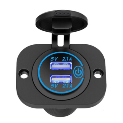 Automotive Dual USB Port & Panel with On/Off (2x2.1A)