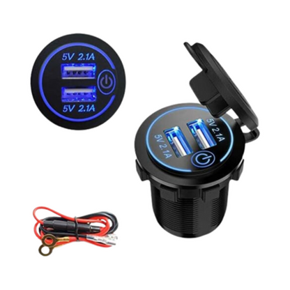Automotive Dual USB Port & Panel with On/Off (2x2.1A)