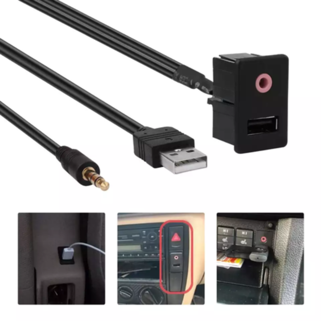Universal Vehicle AUX & USB Socket Cable Extension (3.5mm)