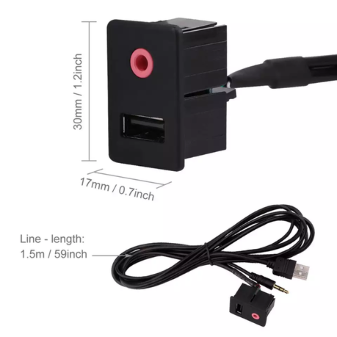 Universal Vehicle AUX & USB Socket Cable Extension (3.5mm)