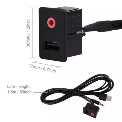 Universal Vehicle AUX & USB Socket Cable Extension (3.5mm)