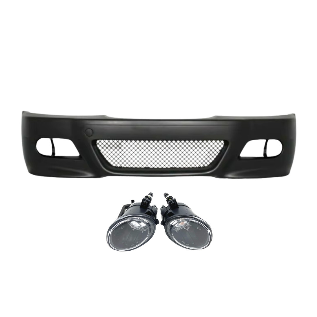 Aftermarket M3 Style Front Bumper & Fog Lights Compatible with BMW E46