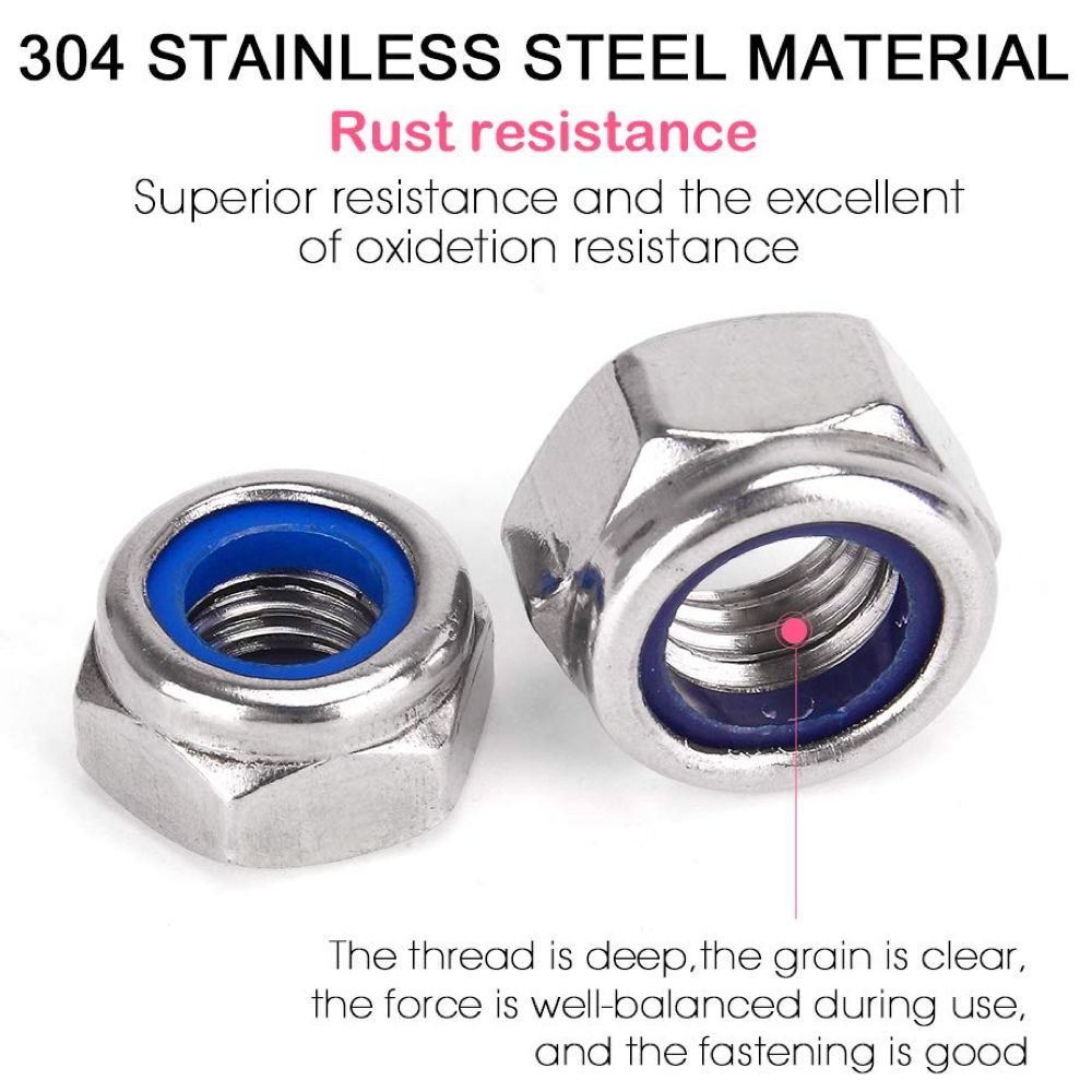 Tool DIY Assorted Multi Size Stainless Steel Locknut Set of 170