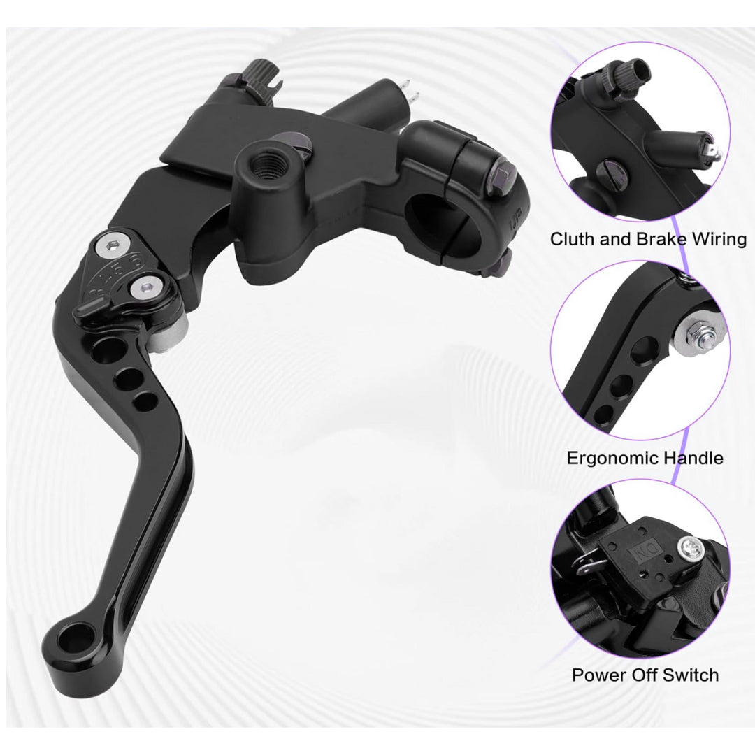 22mm Lever Set: Hydraulic Brake + Bottle and Cable Clutch Perch/ Lever - Black