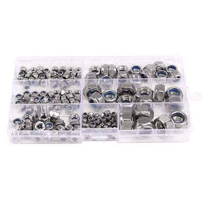 Tool DIY Assorted Multi Size Stainless Steel Locknut Set of 170