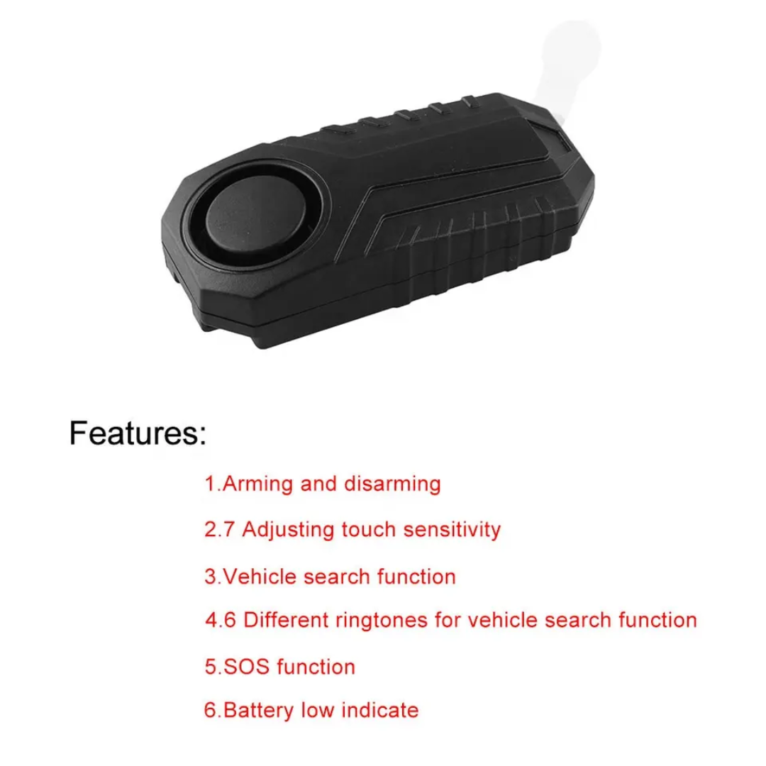 Cycling Anti-Theft Wireless Alarm/ Vibration Motion Sensor & Remote