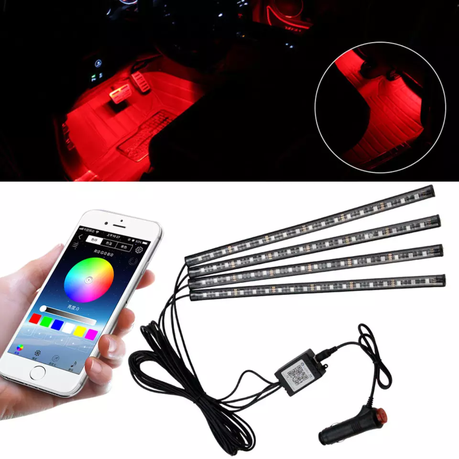 Car Interior RGB LED Strip Lights & App (4 Piece)