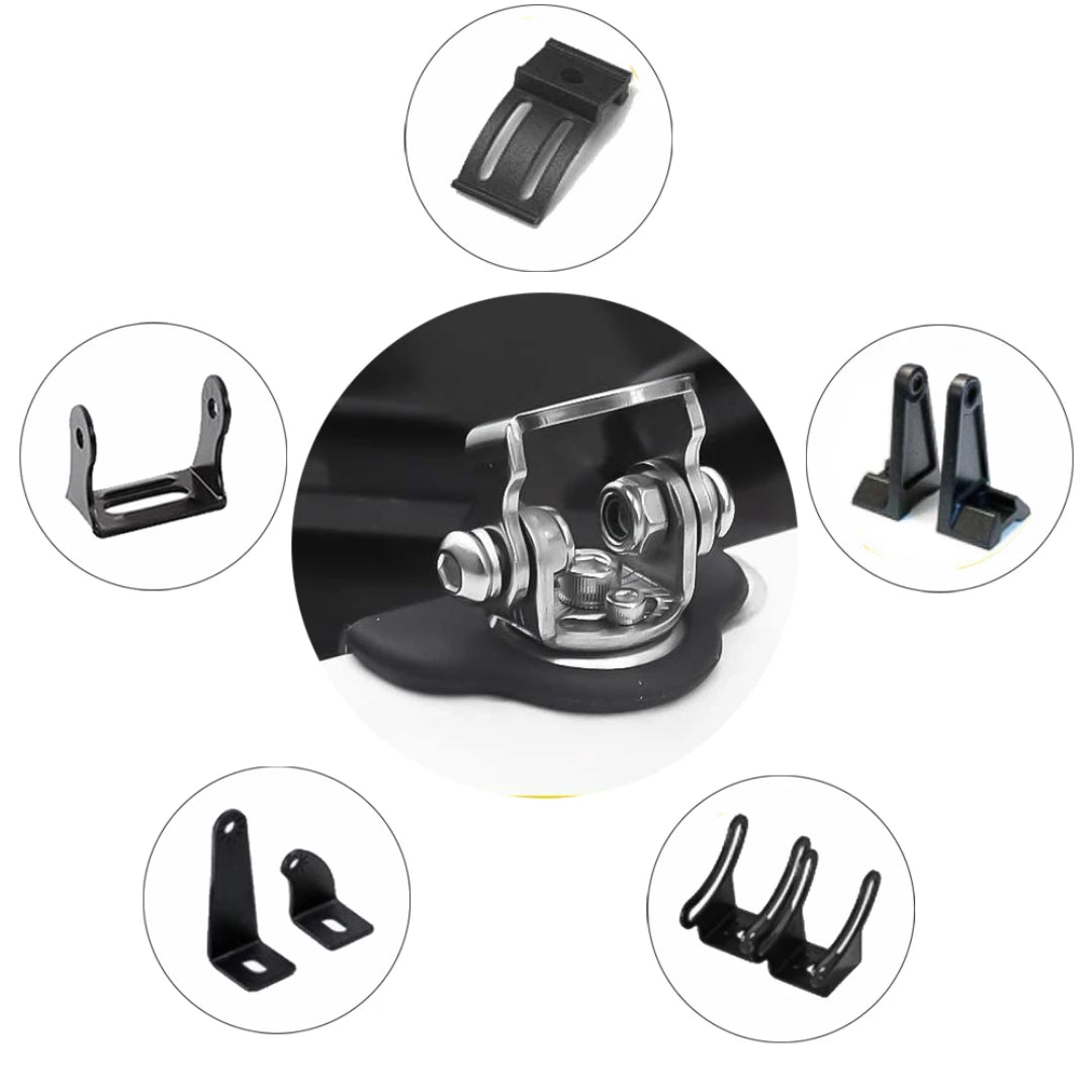 Auto Bonnet Spotlight/ LED Bar Mounting Bracket Set (Black)