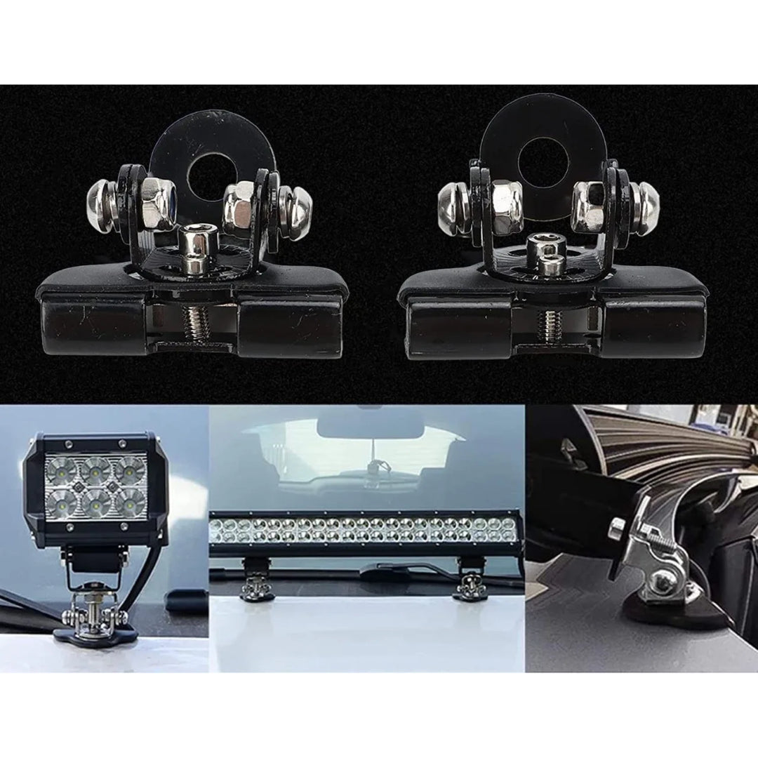 Auto Bonnet Spotlight/ LED Bar Mounting Bracket Set (Black)
