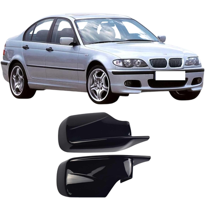 Aftermarket Gloss Black Mirror Cover Set Compatible with BMW E46