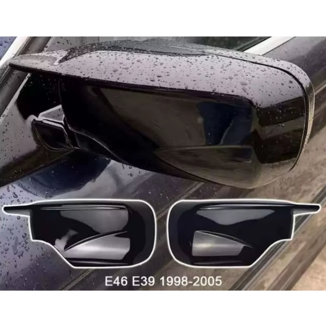 Aftermarket Gloss Black Mirror Cover Set Compatible with BMW E46
