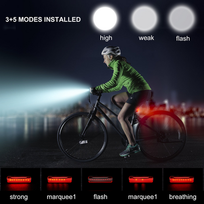 LED Bicycle Headlight & Bracket + Tail Light