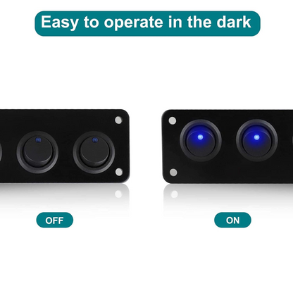 Automotive 5 Round Toggle ON/OFF Switch Panel (Blue Light)