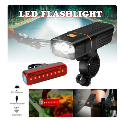 Bicycle Front Light LED Bike Headlight and Rear Tail Lamp Set