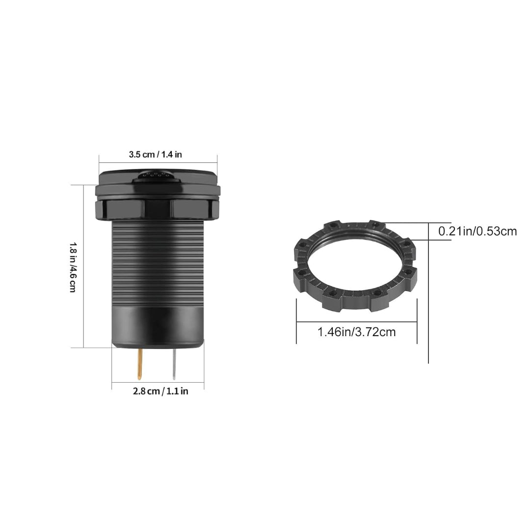Dual PD Type-C Socket with 3.0 Single USB, Switch & Voltmeter - Blue