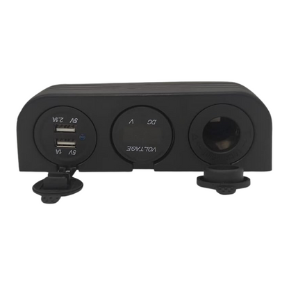 Automotive 3-Hole Panel: Dual USB, Volt & Cig Port