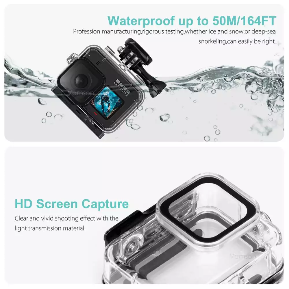Waterproof Protective Housing For GoPro Hero 9,10,11,12,13 Black